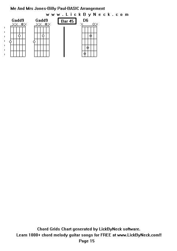 Chord Grids Chart of chord melody fingerstyle guitar song-Me And Mrs Jones-Billy Paul-BASIC Arrangement,generated by LickByNeck software.